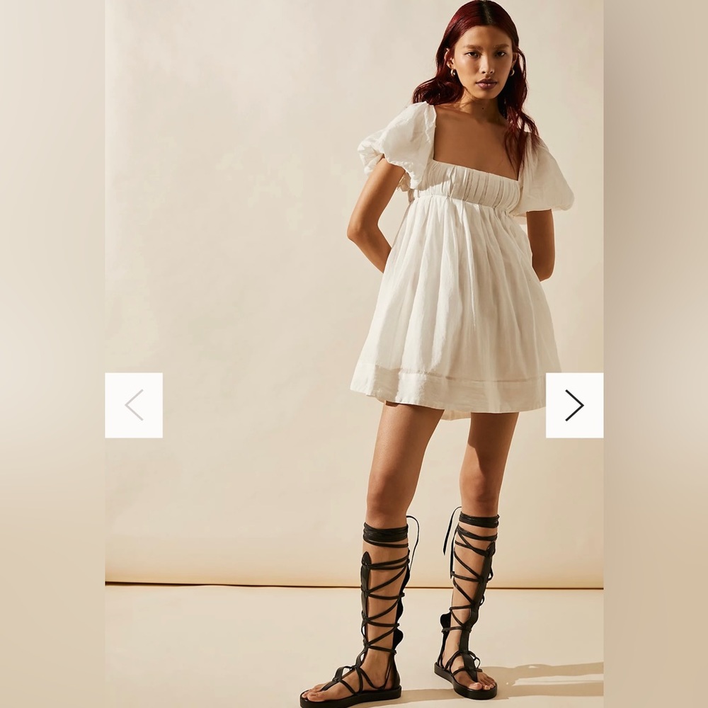 NWOT Free People “Marina Mini” Babydoll Mini in White